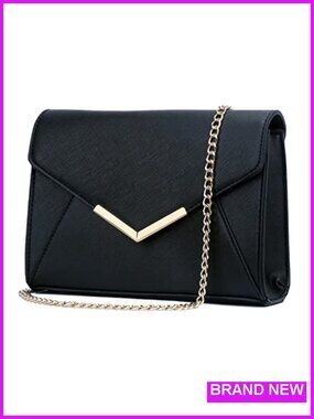 Evening Clutch Purse for Women, Faux Leather Chain Strap Party Handbag